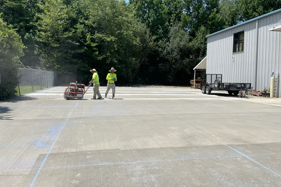 Large concrete parking lot