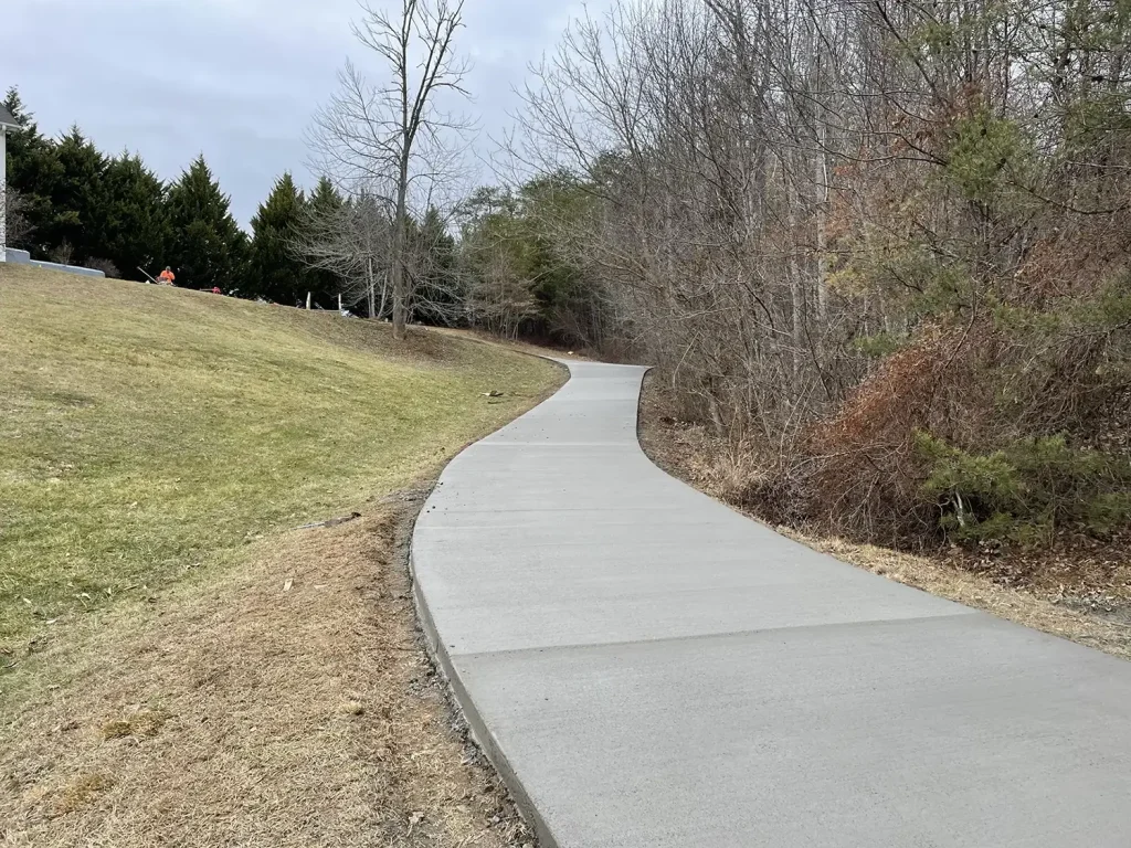 Long concrete driveway