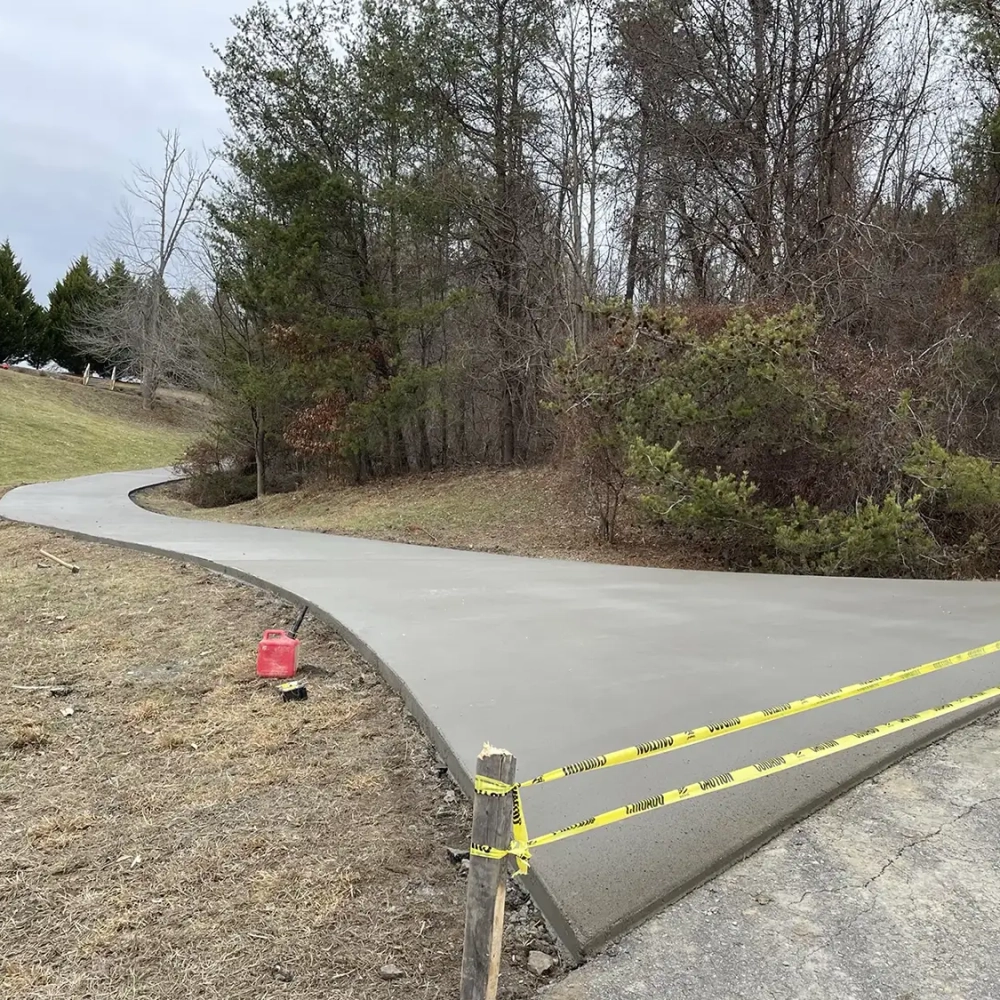 Long concrete driveway
