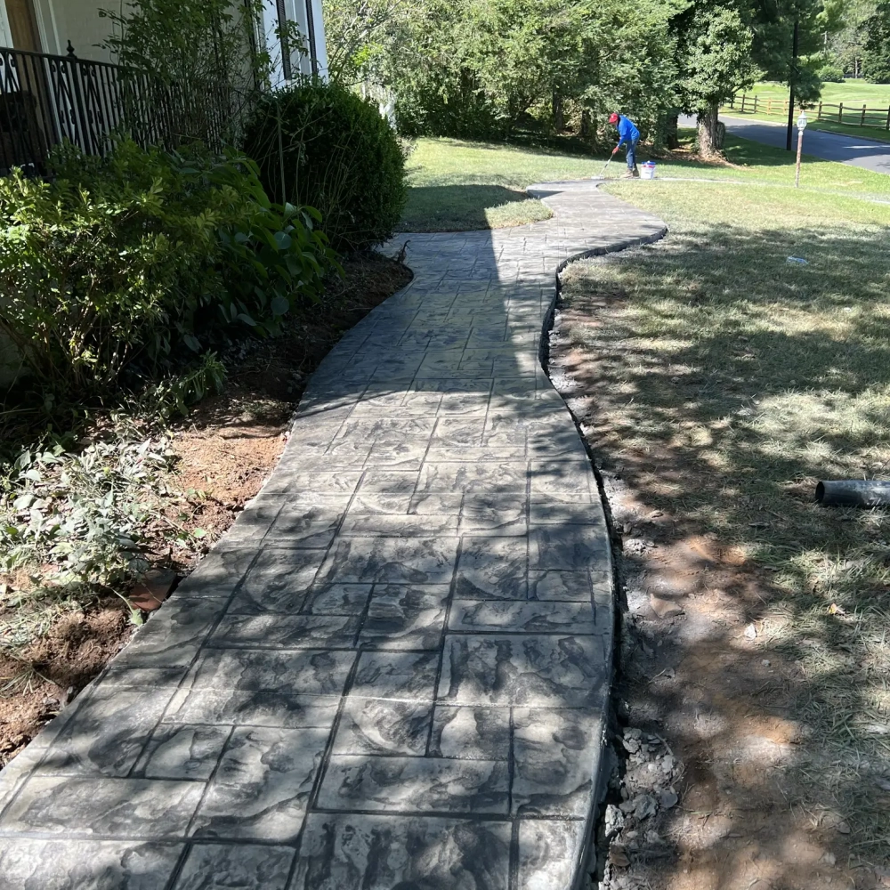 Ornate stamped concrete walkway