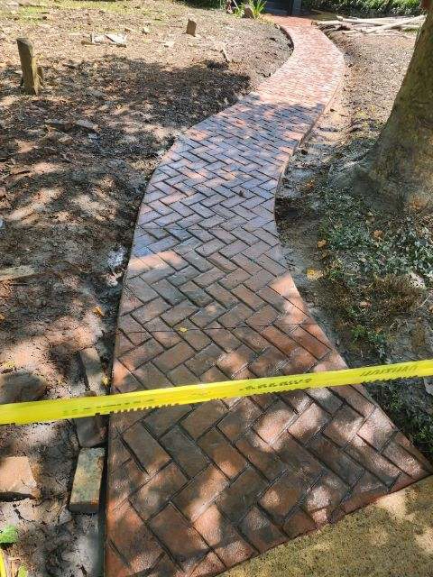 Stamped concrete sidewalk